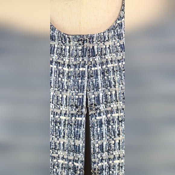 Robert Talbott Petite Women's Tweed Jacket Chambray Trim Blazer Navy Size 12P - Picture 13 of 16